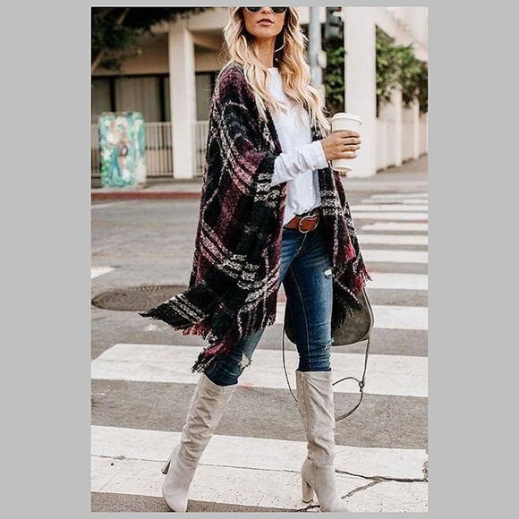 Silk Feeling Scarf Medium Square Satin Head Wave Wine Red - Picture 4 of 6